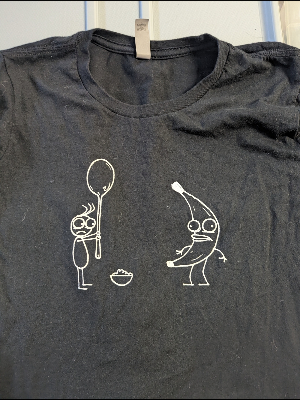 RARE Black Graphic Tee Don Hertzfeldt Spoon & Banana